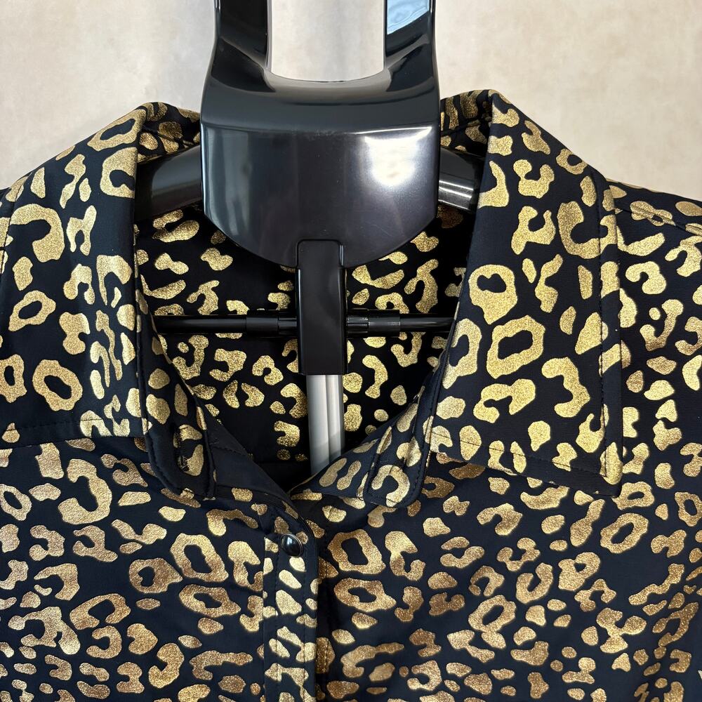 Ranch Dress'n Gold Leopard Performance Rodeo Snap-Front Shirt Women's Plus 3X - Picture 6 of 10